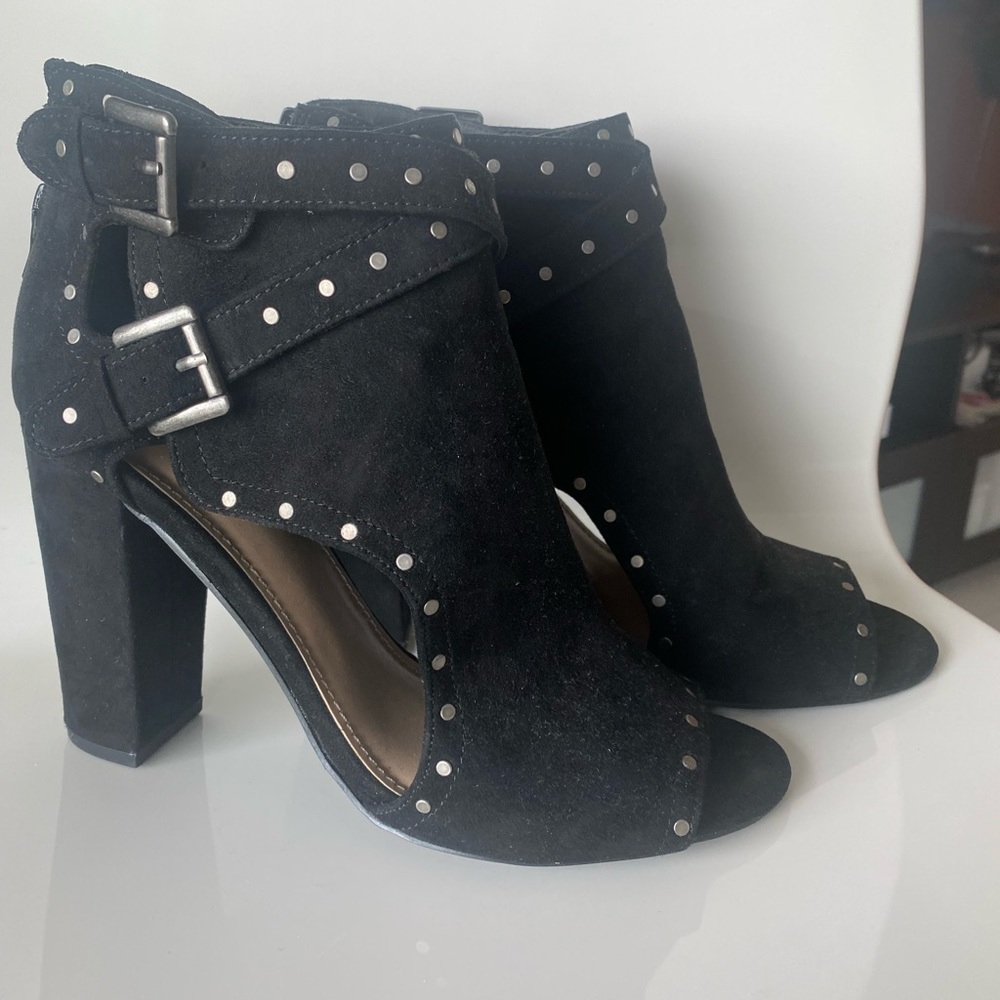 Silver accented black heels